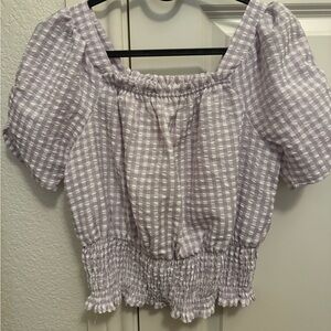 Gingham shirred top